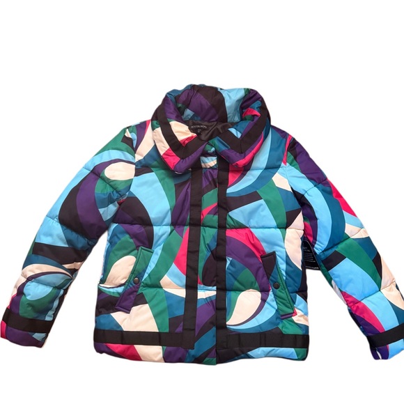 Colorful Abstract Print Puffer Jacket - Picture 2 of 4